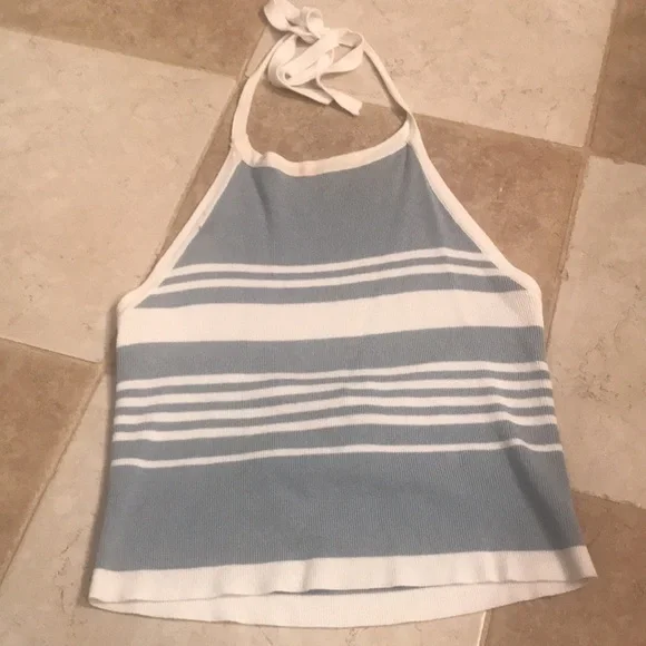 Brandy Melville Striped Halter Cropped Tank - Picture 2 of 7